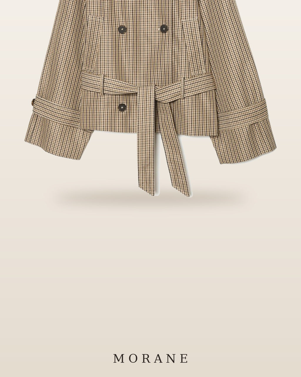 MORANE Plaid Belted Cropped Jacket