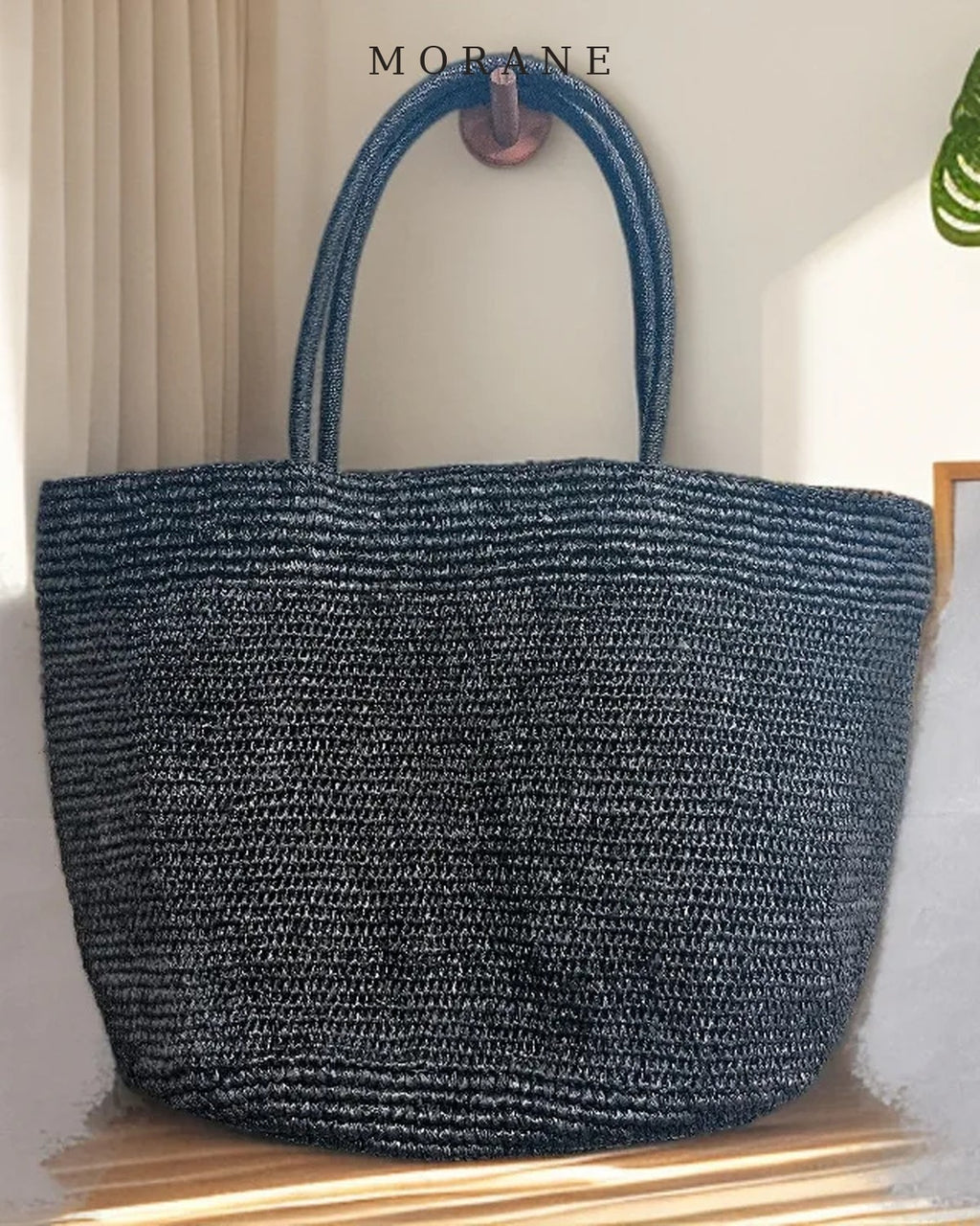 MORANE Large Handwoven Raffia Tote