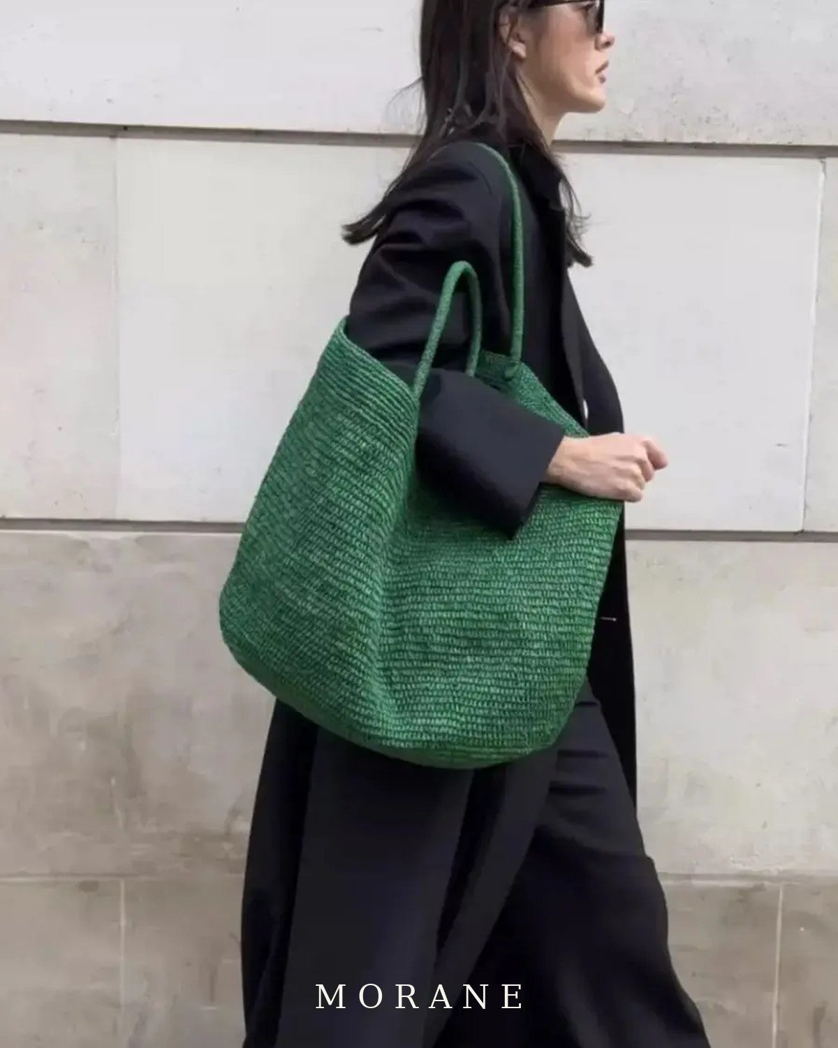 MORANE Large Handwoven Raffia Tote