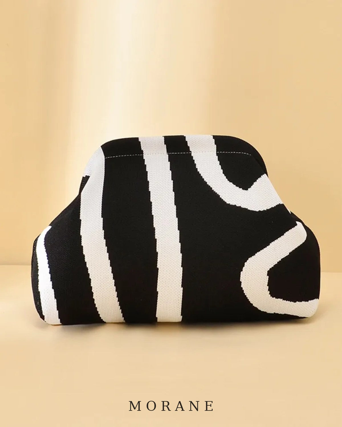 MORANE Graphic Stripe Knit Clutch