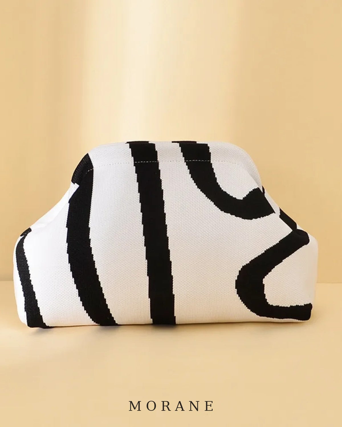 MORANE Graphic Stripe Knit Clutch