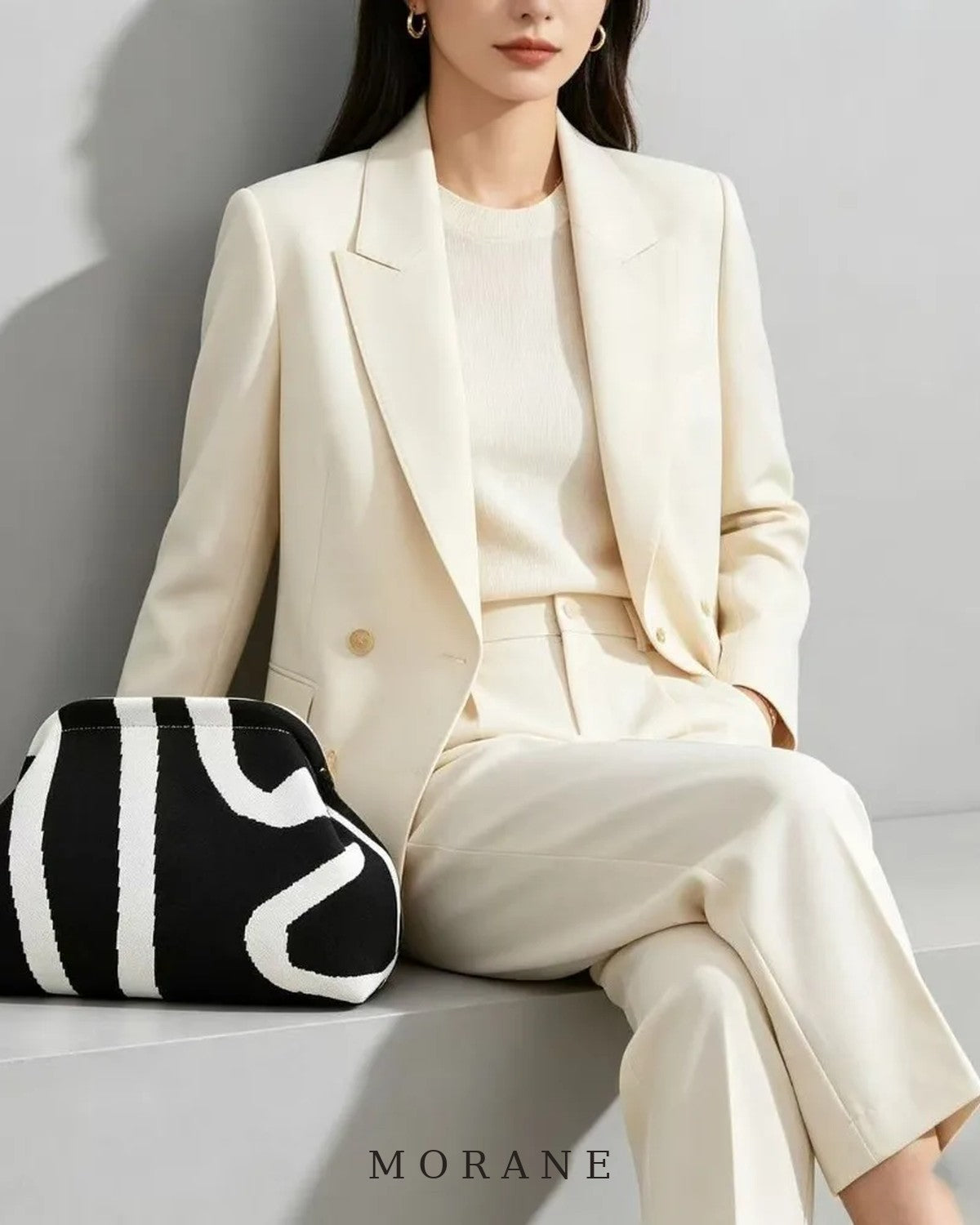 MORANE Graphic Stripe Knit Clutch