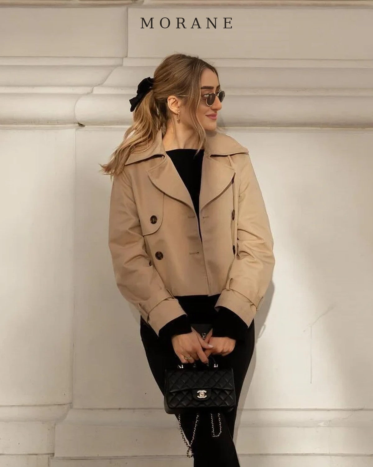 MORANE Cropped Double-Breasted Trench Jacket
