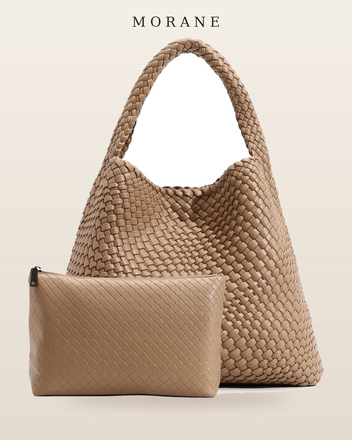 MORANE Woven Hobo Tote with Pouch