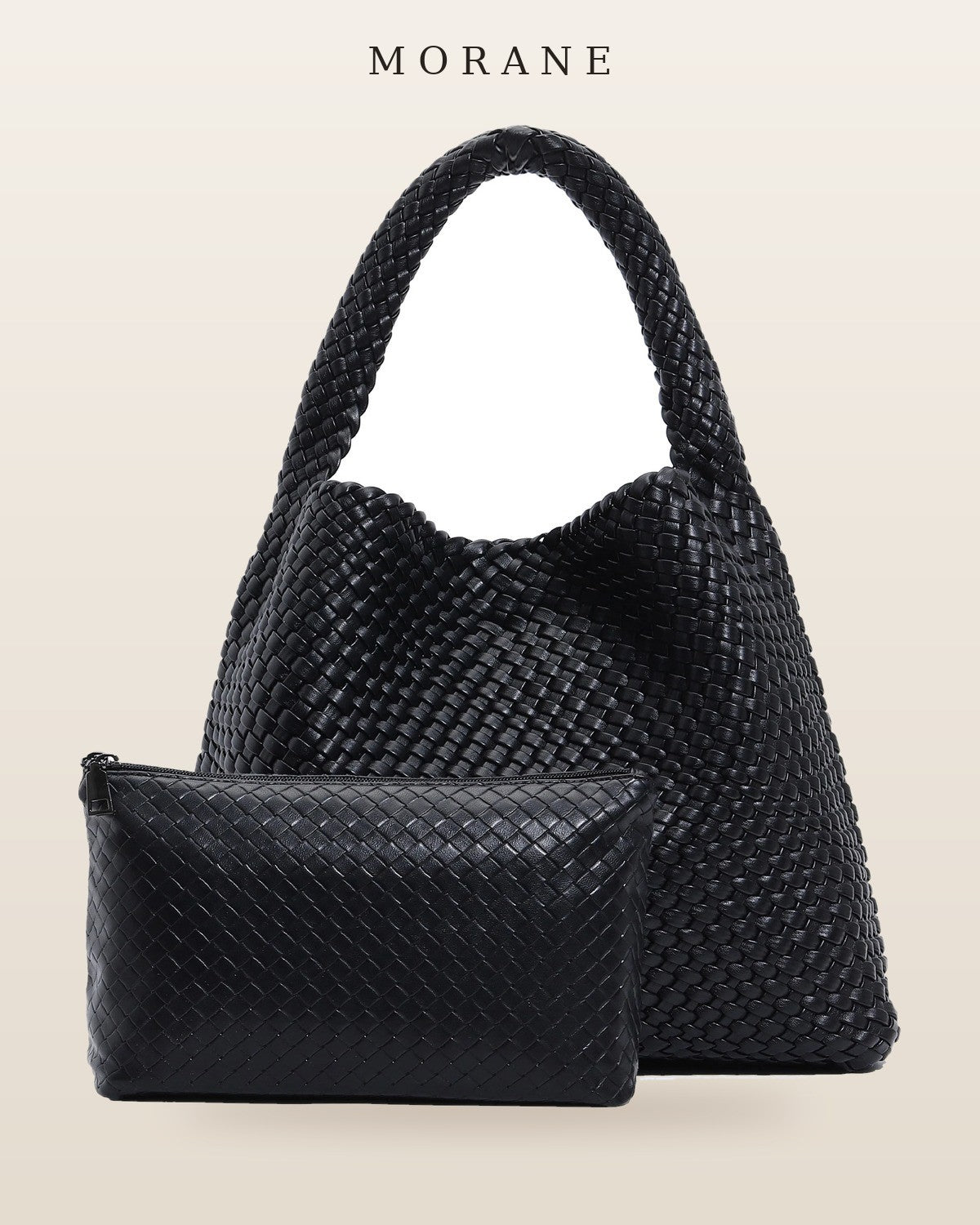 MORANE Woven Hobo Tote with Pouch