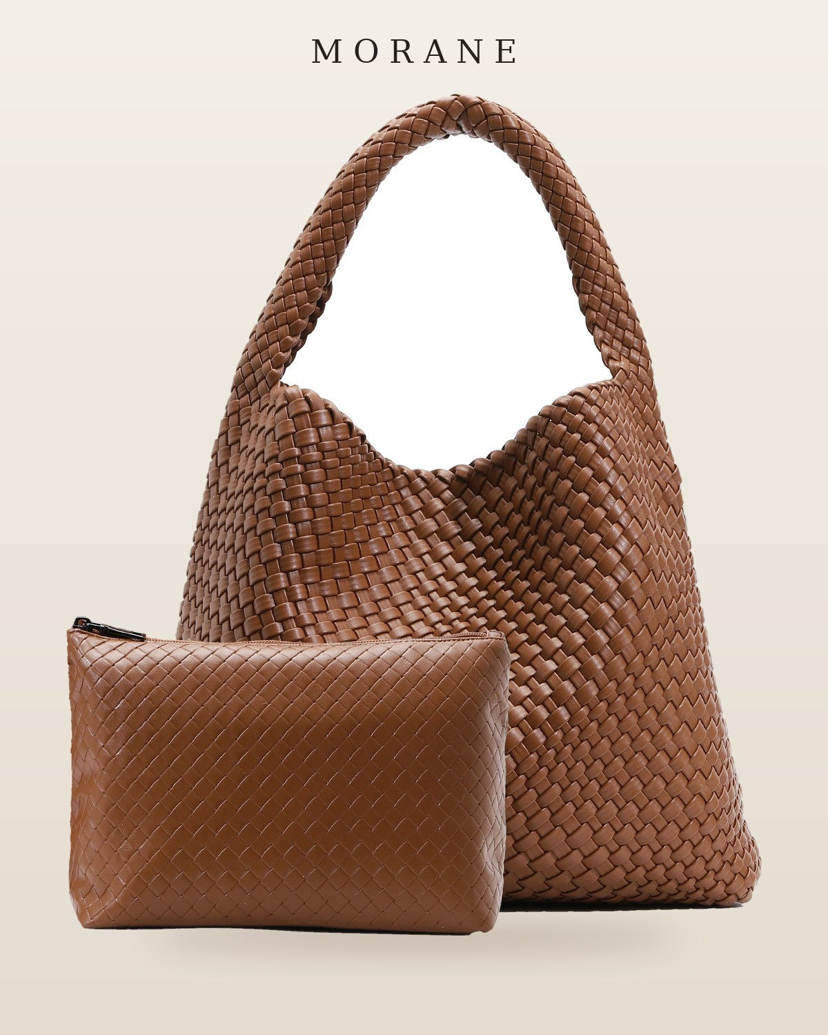 MORANE Woven Hobo Tote with Pouch